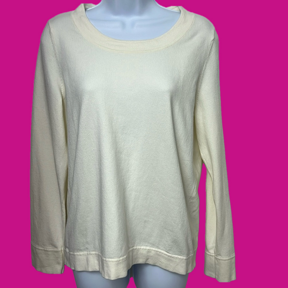 HP💕 Talbots petite cream-colored lightweight sweater, 3 back buttons, PXL NWOT - Picture 1 of 8